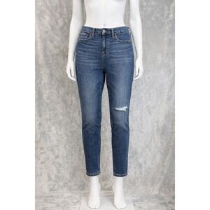 J.Crew Women Jeans Mercantile Slim Boyfriend 29 Medium Wash Distressed Raw Hem